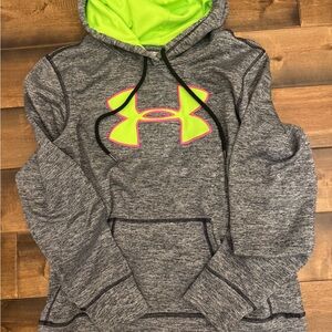 Under Armour Heather Gray Hoodie with Neon Highlights